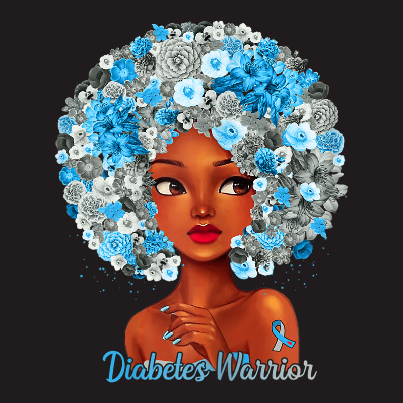 Womens Grey Blue Flowers Afro Hair Black Woman Diabetes Warrior Waist Apron | Artistshot