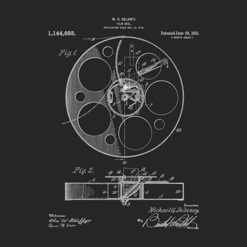 Film Reel Patent - Classic Cinema Art - Blueprint Ladies Fitted T-Shirt by NicholetteJeanHastings | Artistshot