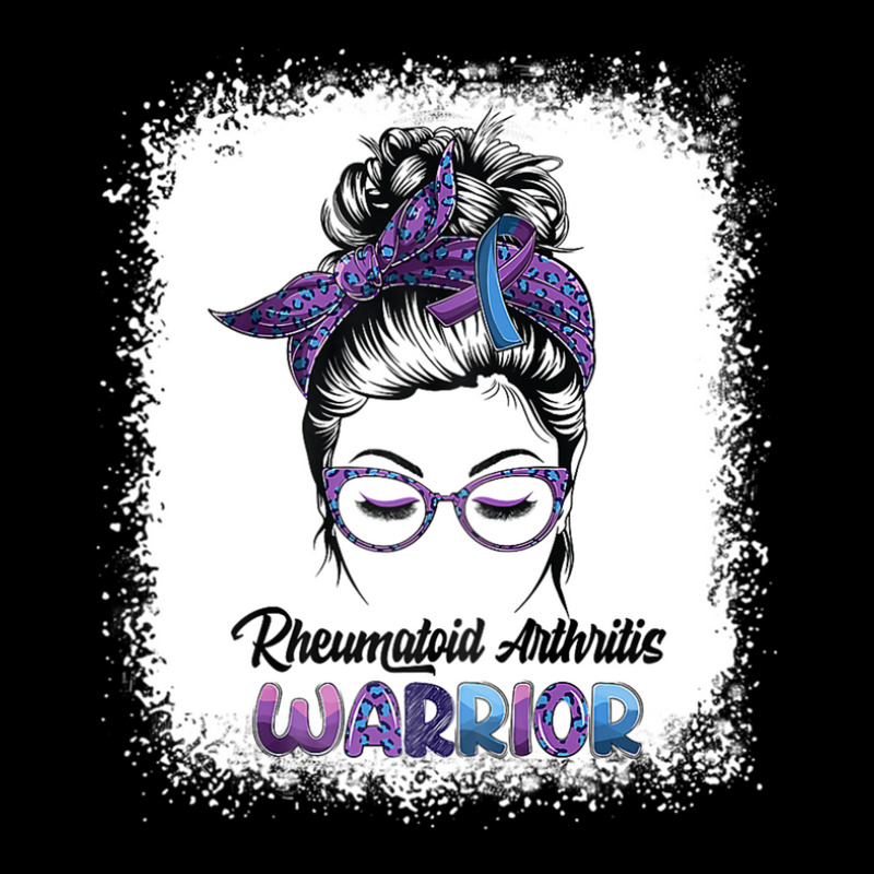 Womens Rheumatoid Arthritis Warrior Messy Bun Leopard Bleached Pocket T-shirt | Artistshot