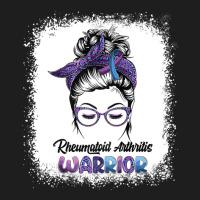 Womens Rheumatoid Arthritis Warrior Messy Bun Leopard Bleached Classic T-shirt | Artistshot