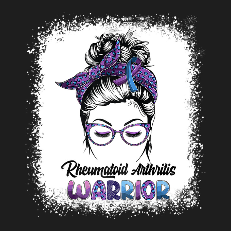 Womens Rheumatoid Arthritis Warrior Messy Bun Leopard Bleached Classic T-shirt | Artistshot