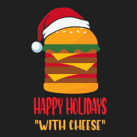 Hot Trend Happy Holidays With Cheese Shirt Christmas Cheeseburger Gift Drawstring Bags | Artistshot