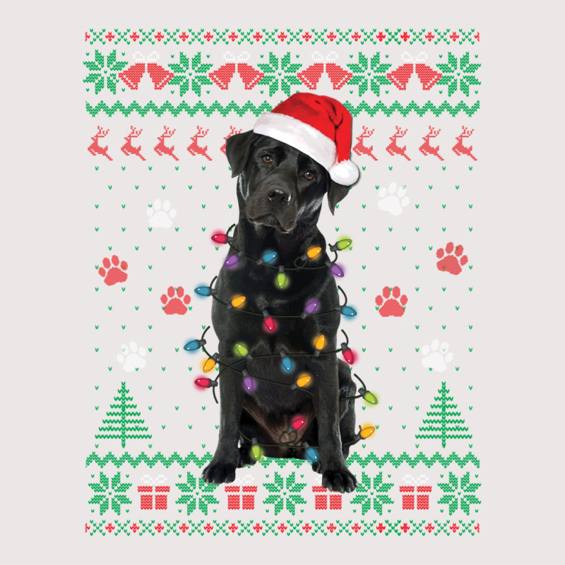 Black Lab Labrador Christmas Lights Santa Dog Lover Ugly Swe Pocket T-shirt | Artistshot