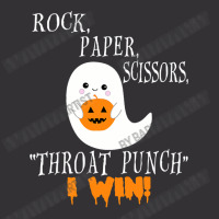 Funny Halloween Ghost Rock Paper Scissors Throat Punch I Win Vintage Short | Artistshot