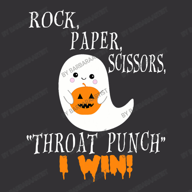 Funny Halloween Ghost Rock Paper Scissors Throat Punch I Win Vintage Short | Artistshot