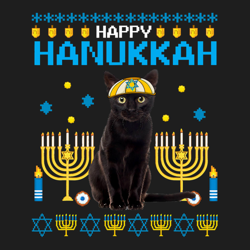 Black Cat Chanukah Jewish Ugly Hanukkah Sweater Pajama Classic T-shirt | Artistshot