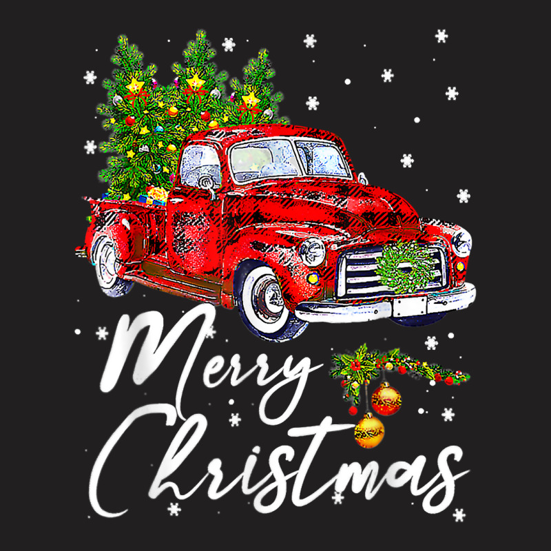 Merry Christmas Vintage Wagon Red Truck Pajama Family Party T Shirt T-Shirt by marge3nstbo | Artistshot