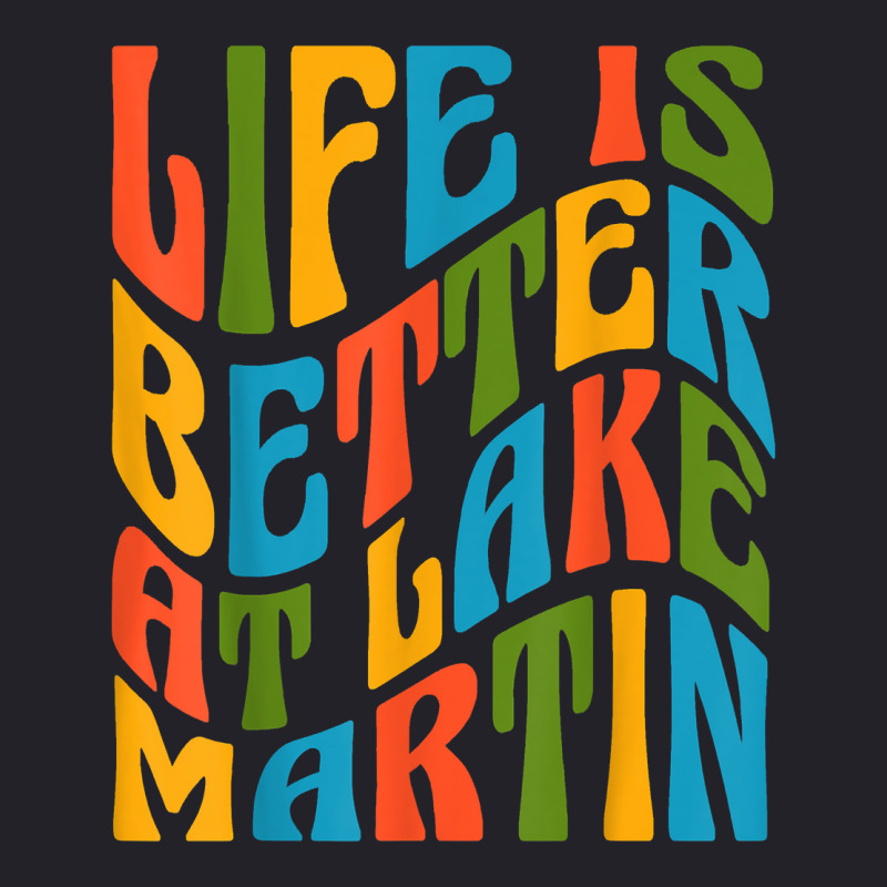 Life Is Better At Lake Martin Retro 70s Mod Groovy Wavy Text T Shirt Unisex Sherpa-lined Denim Jacket | Artistshot