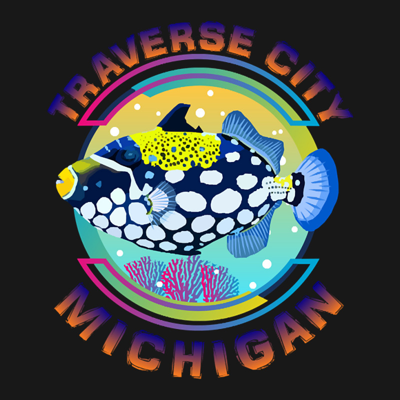 Traverse City Michigan Fishing Town, Clown Triggerfish With Colorful P Flannel Shirt | Artistshot