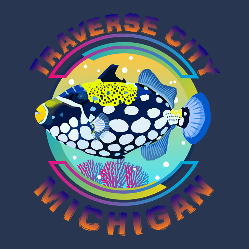 Traverse City Michigan Fishing Town, Clown Triggerfish With Colorful P Men Denim Jacket | Artistshot