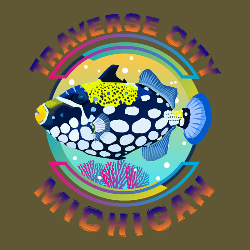 Traverse City Michigan Fishing Town, Clown Triggerfish With Colorful P Vintage Short | Artistshot