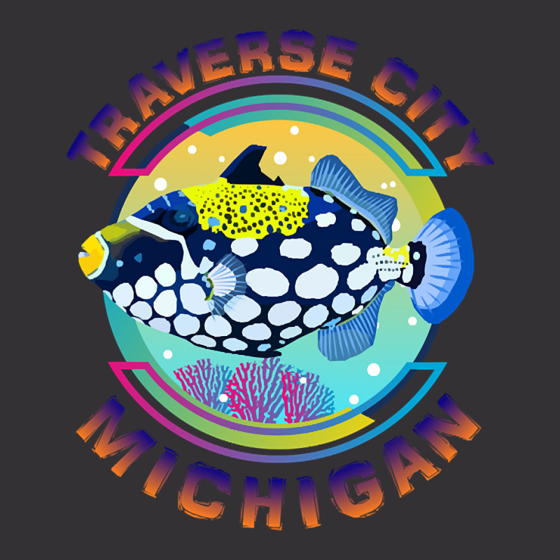 Traverse City Michigan Fishing Town, Clown Triggerfish With Colorful P Vintage Hoodie | Artistshot