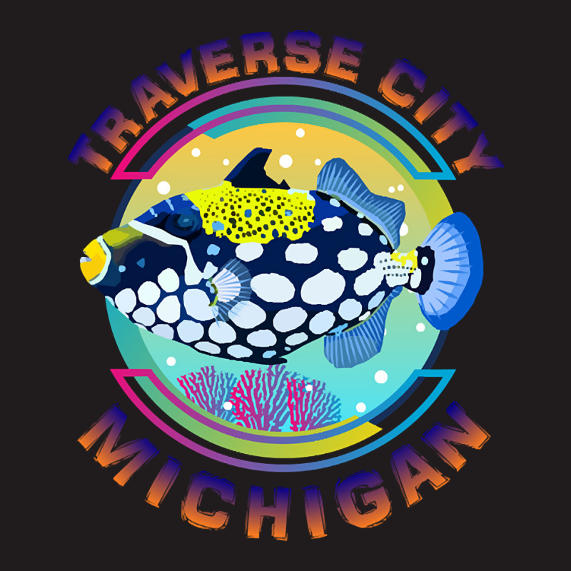 Traverse City Michigan Fishing Town, Clown Triggerfish With Colorful P Waist Apron | Artistshot