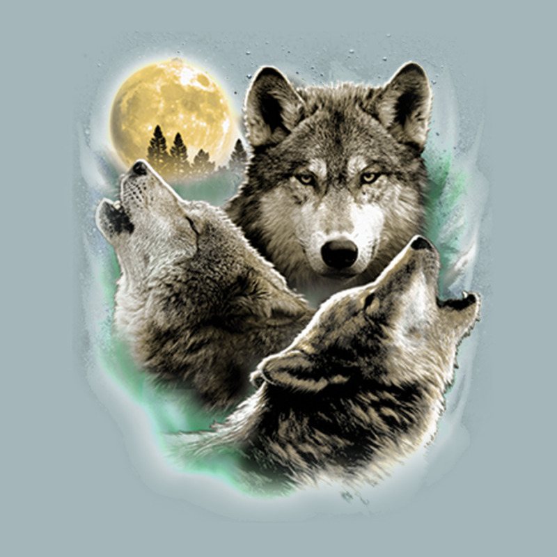 Three Wolves Howling In Moonlight Unisex Sherpa-Lined Denim Jacket by MichaelSchales | Artistshot