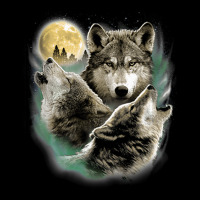 Three Wolves Howling In Moonlight Pocket T-shirt | Artistshot