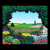 Beautiful Garden Full Of Colorful Flowers   Hiroshi Nagai Pocket T-shirt | Artistshot