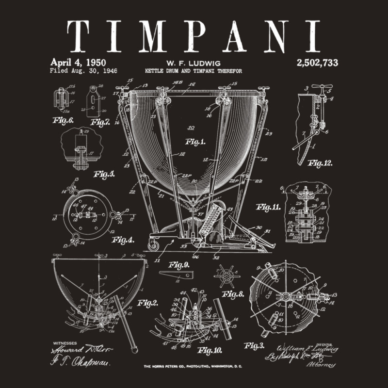 Timpani Kettle Drum Vintage Patent Timpanist Drawing Print Tank Top by MichaelTatum | Artistshot