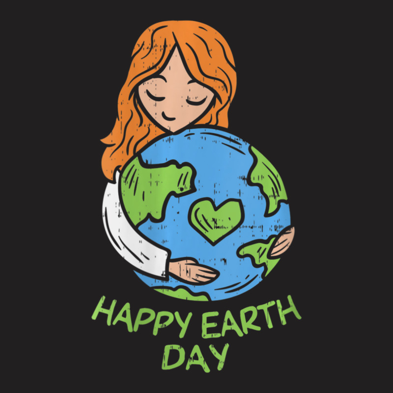 Womens Happy Earth Day Girl Hug Environmentalist V-neck T-shirt | Artistshot