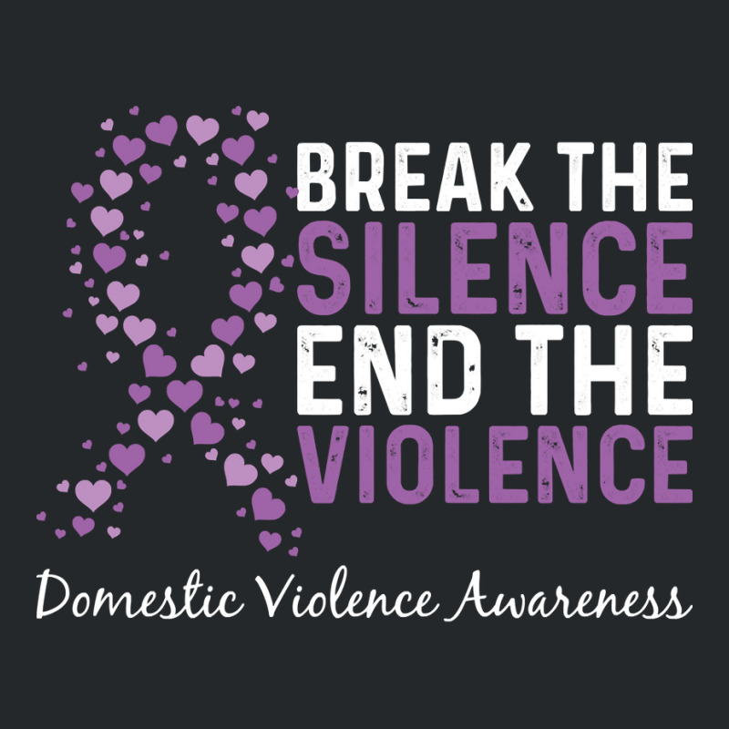 Break The Silence End The Violence Domestic Violence Ribbon Long Sleev Crewneck Sweatshirt by dorman | Artistshot