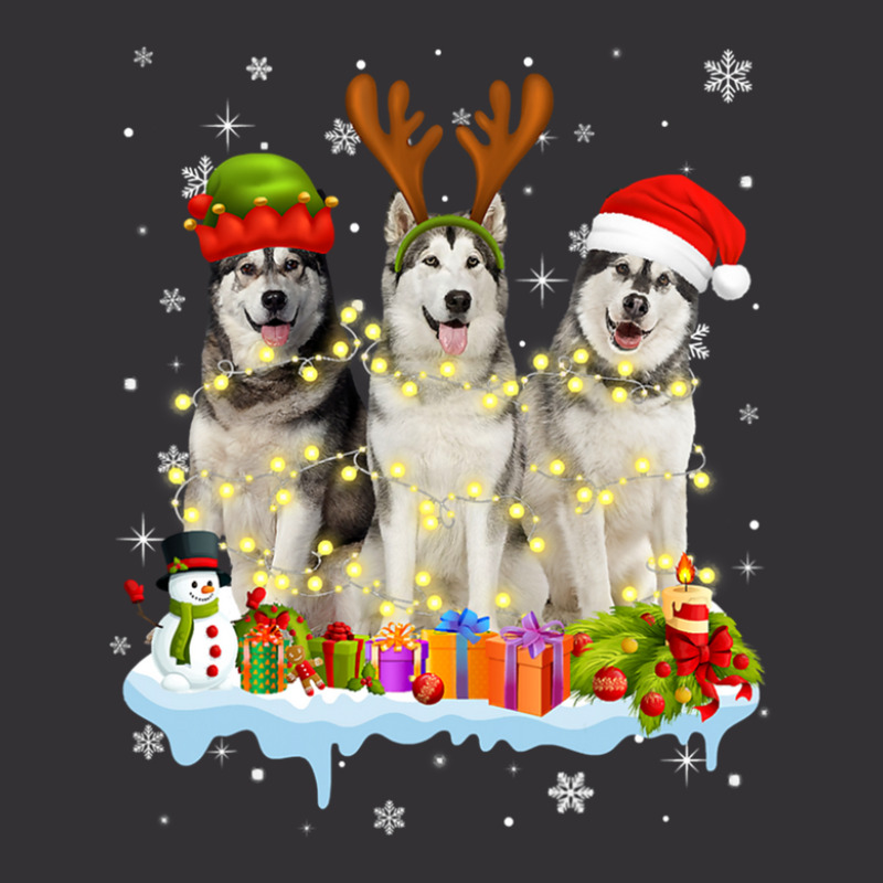 Cute Alaskan Malamute Santa Hat Vintage Hoodie And Short Set | Artistshot