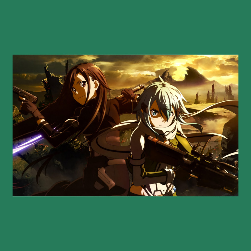 Kirito And Sinon Poster Green T-Shirt by vulumagelsyh | Artistshot