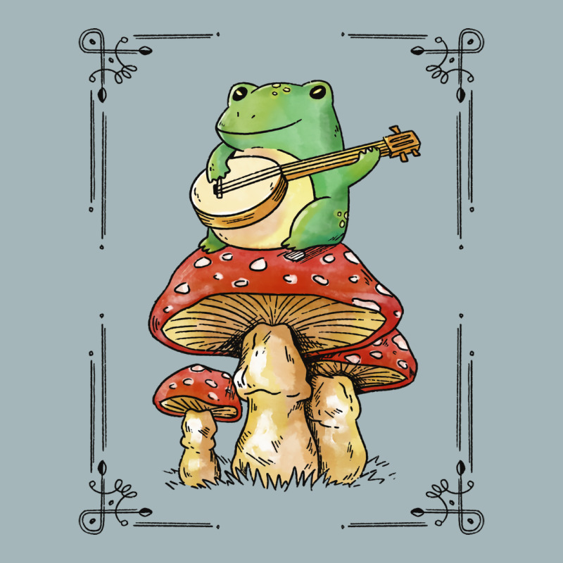 Cottage Core Frog Playing Banjo On Top Of A Mushroom Unisex Sherpa-lined Denim Jacket | Artistshot