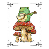 Cottage Core Frog Playing Banjo On Top Of A Mushroom V-neck Tee | Artistshot