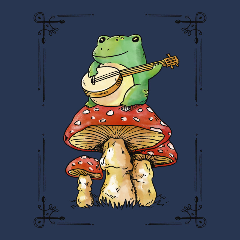 Cottage Core Frog Playing Banjo On Top Of A Mushroom Men Denim Jacket | Artistshot