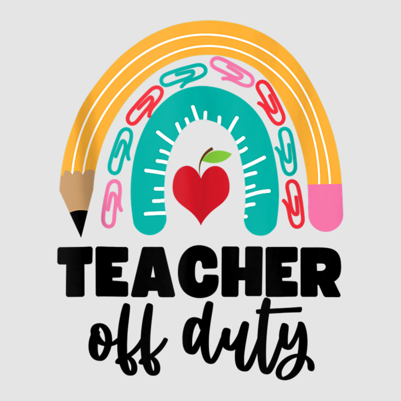 Teacher Off Duty Shirt Pencil Rainbow Apple Teacher Off Duty Tank Top Medium-length Apron | Artistshot