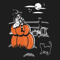 Halloween Witch Sitting On Pumpkin Premium Classic T-shirt | Artistshot