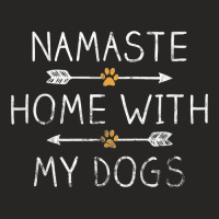 Womens Namaste Home With My Dogs Yoga Vneck Ladies Fitted T-shirt | Artistshot