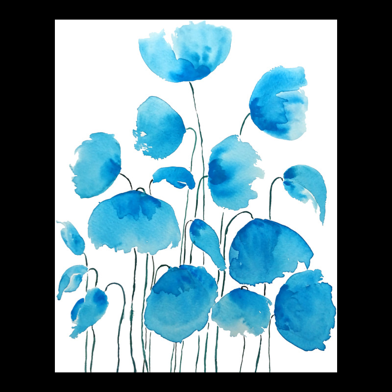 Blue Poppy Field Watercolor Lightweight Hoodie | Artistshot