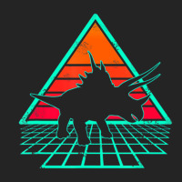 Vintage 80's Retrowave Triceratops Dinosaur 3/4 Sleeve Shirt | Artistshot