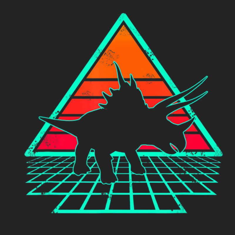 Vintage 80's Retrowave Triceratops Dinosaur 3/4 Sleeve Shirt | Artistshot