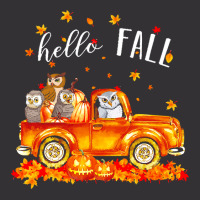 Hello Fall Owls In Car Autunm T  Shirt Owls Hello Fall   Owls In Car P Vintage Hoodie And Short Set | Artistshot