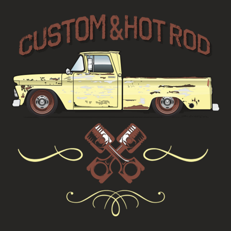 Hot Rod Patina Flaxen Yellow Ladies Fitted T-Shirt by MernaPutney | Artistshot