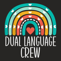 Dual Language Crew Rainbow Bilingual Teacher Dual Language Ladies Fitted T-shirt | Artistshot