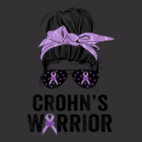 Crohn's Awareness Month Crohn's Warrior Purple Ribbon Womens Vintage Hoodie | Artistshot