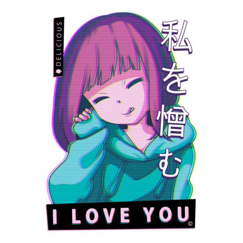 Hate Me I Love You Aesthetic Vaporwave Anime Girl Hentaii Sticker | Artistshot