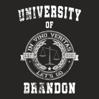 Brandon University, Lets Go, In Vino Veritas, Used Look Ladies Fitted T-shirt | Artistshot