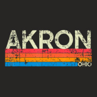 Vintage Retro Akron Ohio Distressed Souvenir Ladies Fitted T-shirt | Artistshot