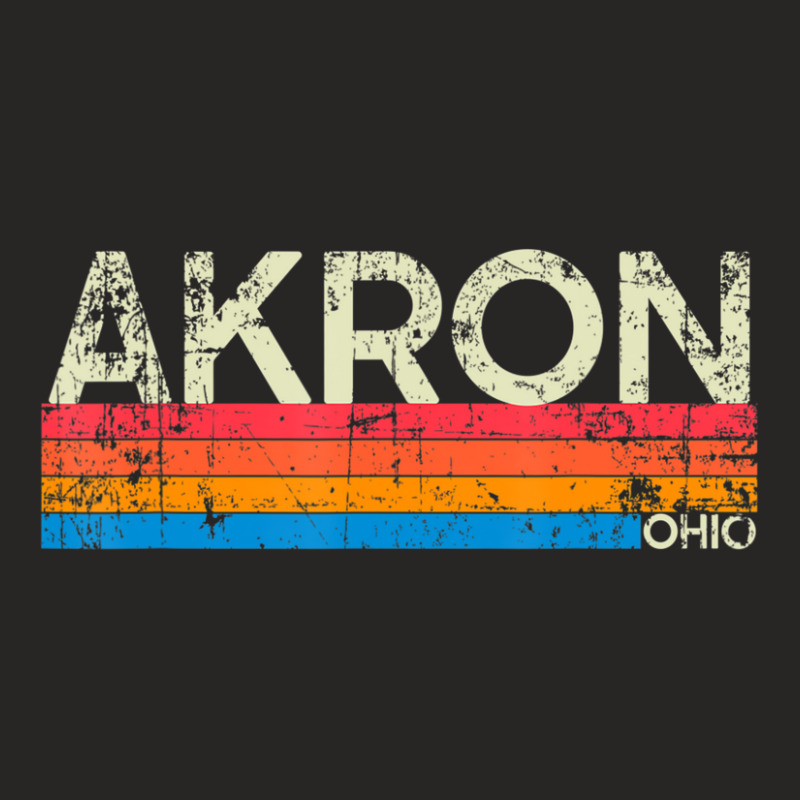 Vintage Retro Akron Ohio Distressed Souvenir Ladies Fitted T-shirt | Artistshot