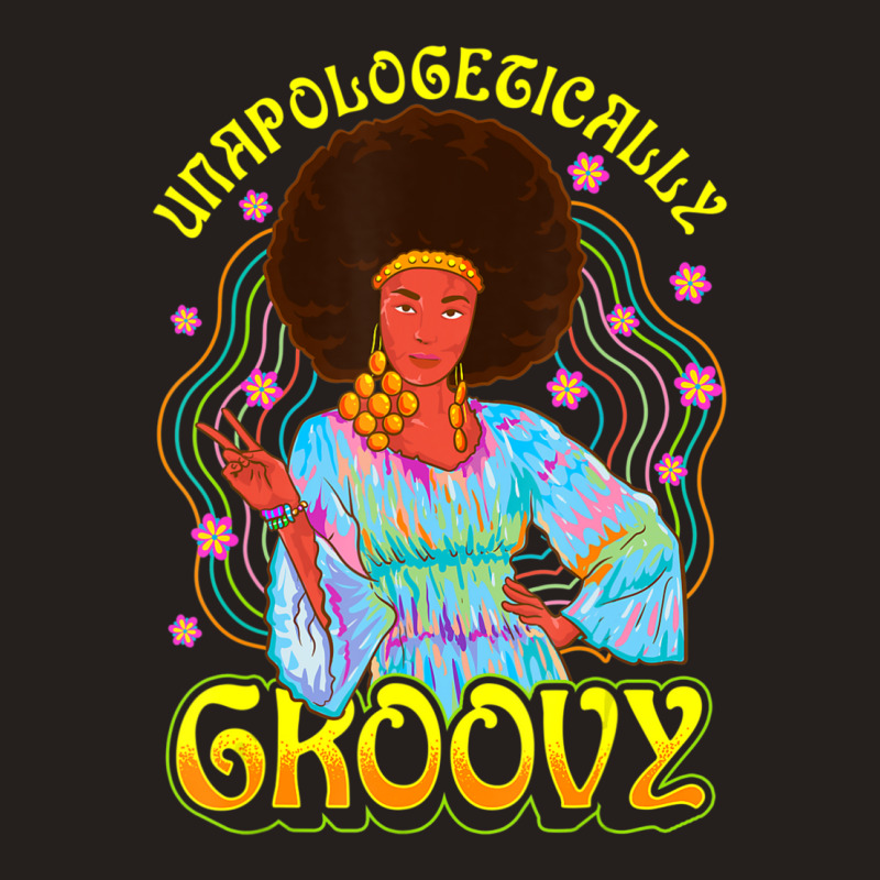 Limited Edition Unapologetically Groovy Black 70s Dance Party Peace Tank Top | Artistshot