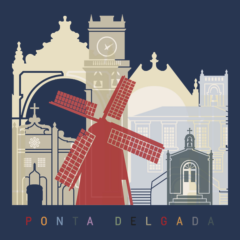 Limited Edition Ponta Delgada Skyline Poster Men Denim Jacket by greggjvandervor | Artistshot