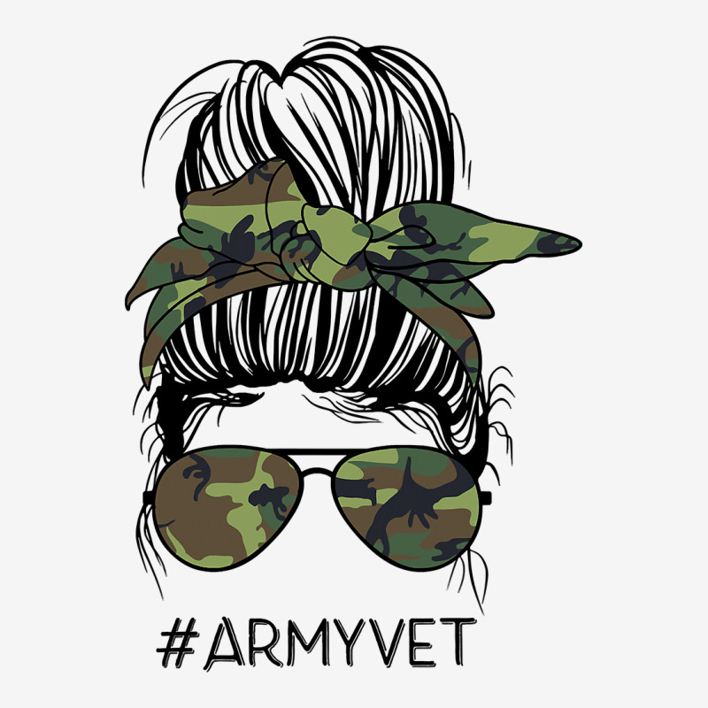 Army Vet Life Messy Bun Camo Print Sunglasses Veterans Day Youth 3/4 Sleeve | Artistshot