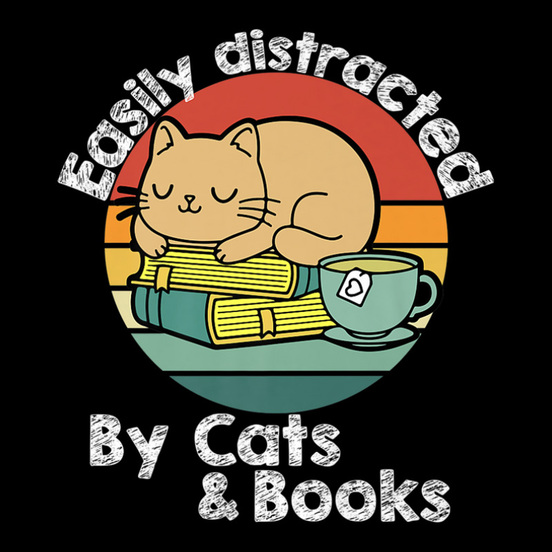 Vintage Retro Easily Distracted By Cats And Books Cat Lover Zipper Hoodie | Artistshot