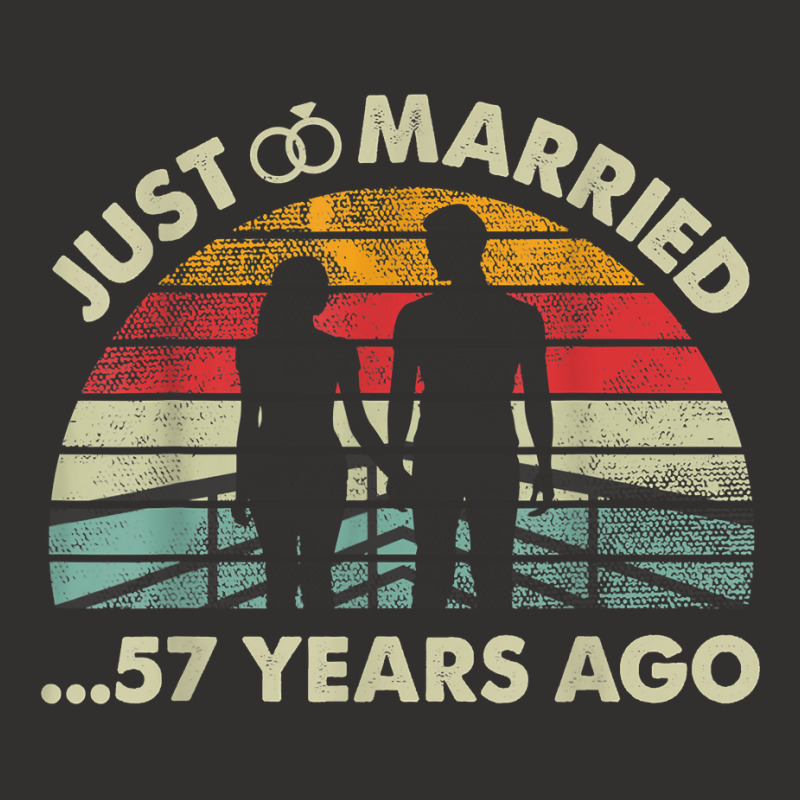 Retro Just Married 57 Years Ago   57th Wedding Anniversary T Shirt Champion Hoodie | Artistshot