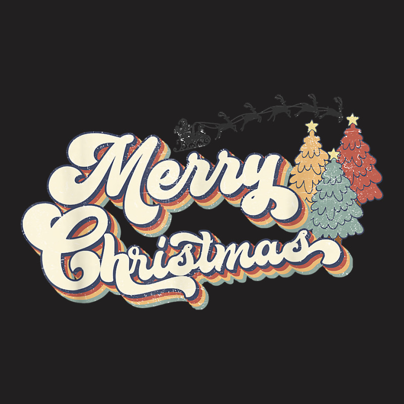 Retro Merry Christmas Tree Santa's Sleigh Christmas Holiday T Shirt T-shirt | Artistshot