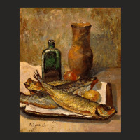 Still Life With Fish. Original Impressionism Realism Oil Painting 1 Ladies Fitted T-shirt | Artistshot