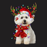 Santa Maltese Dog Reindeer Christmas Lights T Shirt T-shirt | Artistshot